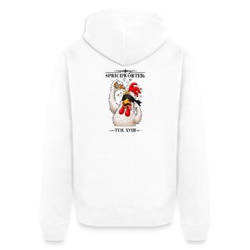 Sprichwort Sich einen hinter die Binde giessen - Unisex Premium Bio Zip Hoodie - Weiß - Hinten - Thijin (182cm)