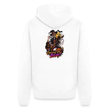 Schleichend zum Beat – Halloween Rock - Unisex Premium Bio Zip Hoodie - Weiß - Hinten - Thijin (182cm)