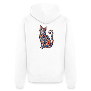 Motif floral patchwork pour chats - Veste à capuche bio Premium Unisexe - blanc - Dos - Thijin (182cm)