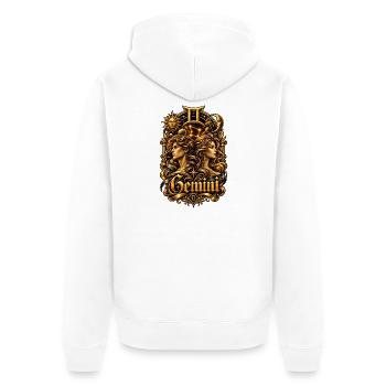 Art du zodiaque des Gémeaux d’or - Veste à capuche bio Premium Unisexe - blanc - Dos - Thijin (182cm)