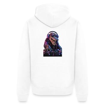DropWild_Kane, er legt nicht auf, er greift an - Unisex Premium Bio Zip Hoodie - Weiß - Hinten - Thijin (182cm)