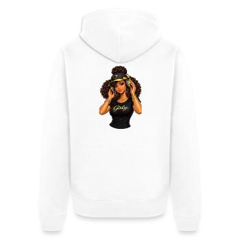 Girly Beats Illustration Hip-Hop - Unisex Premium Organic Zip Hoodie - white - Back - Thijin (182cm)