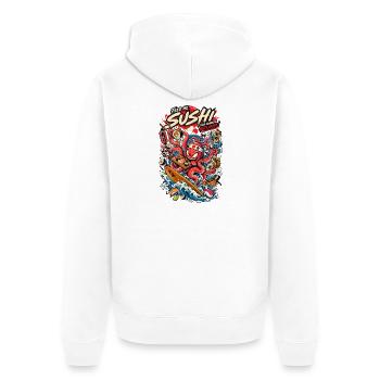 Sushi Tentakel Tsunami - Unisex Premium Bio Zip Hoodie - Weiß - Hinten - Thijin (182cm)