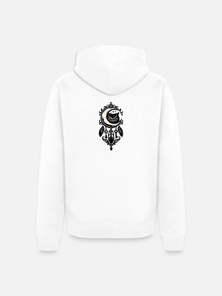 Mond- und Eulenornament - Unisex Premium Bio Zip Hoodie - Weiß