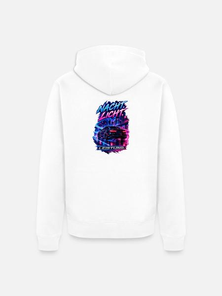 Nacht. Licht. Leistung. - Unisex Premium Bio Zip Hoodie - Weiß
