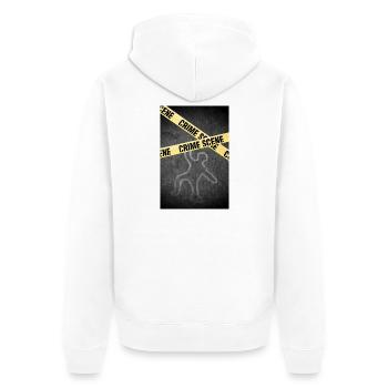 Eine Umriss einer Person auf einer Straße. Mord? - Unisex Premium Bio Zip Hoodie - Weiß - Hinten - Thijin (182cm)