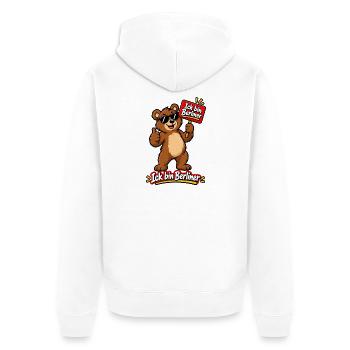 Ick bin Berliner – Lustiger Berlin-Bär - Unisex Premium Bio Zip Hoodie - Weiß - Hinten - Thijin (182cm)