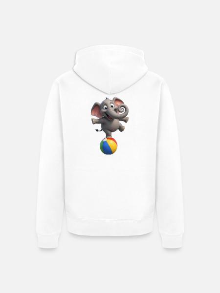 Elefantenpendel auf Ballon - Unisex Premium Bio Zip Hoodie - Weiß