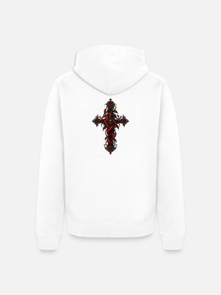 Gothic Chili Kreuz - Unisex Premium Bio Zip Hoodie - Weiß