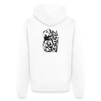 Frankfurt - Unisex Premium Bio Zip Hoodie - Weiß - Hinten - Thijin (182cm)