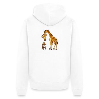 Skeptische Giraffe starrt eine Saftdose an - Unisex Premium Bio Zip Hoodie - Weiß - Hinten - Thijin (182cm)
