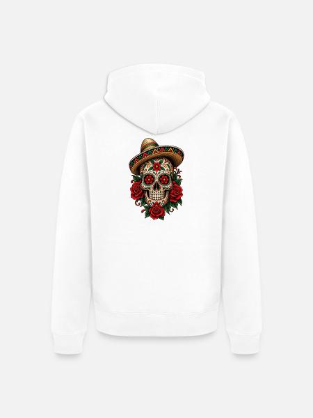 Mexikanischer Schädel - Unisex Premium Bio Zip Hoodie - Weiß