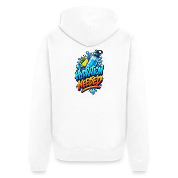Hydration Benötigt - Unisex Premium Bio Zip Hoodie - Weiß - Hinten - Thijin (182cm)