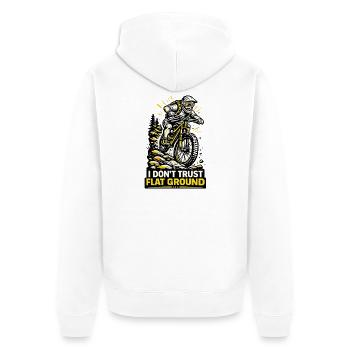 Mountainbiker vertraut flachem Boden nicht - Unisex Premium Bio Zip Hoodie - Weiß - Hinten - Thijin (182cm)