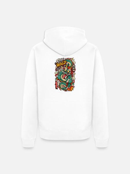 Wilder Drachen-Tattoo Stay Wild - Unisex Premium Bio Zip Hoodie - Weiß