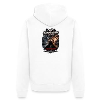 Dystopische Arbeitswelt Wolf - Unisex Premium Bio Zip Hoodie - Weiß - Hinten - Thijin (182cm)