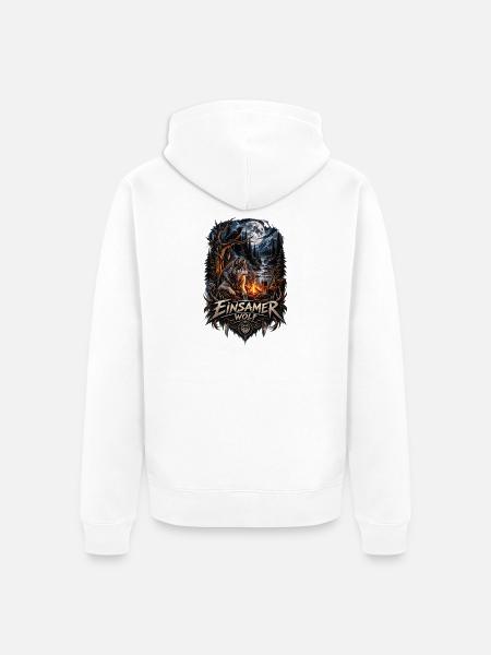 Einsamer Wolf im Mondlicht Wald - Unisex Premium Bio Zip Hoodie - Weiß