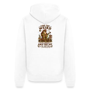  Finde Das Seltsame Im Gewöhnlichen Frosch Gitarre - Unisex Premium Bio Zip Hoodie - Weiß - Hinten - Thijin (182cm)