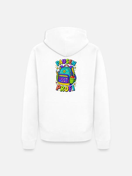 Pausenprofi Schulranzen Einschulung - Unisex Premium Bio Zip Hoodie - Weiß