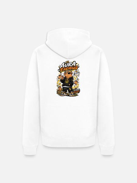 Capybara-Aura-Landwirtschaft – 6-7 Energie - Unisex Premium Bio Zip Hoodie - Weiß