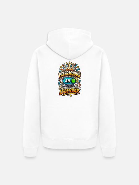 Feiermodus an – Gemeinsam bleibt's legendär - Unisex Premium Bio Zip Hoodie - Weiß