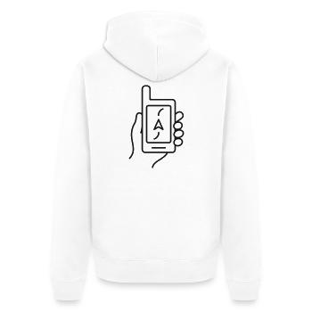GPS im Handlinien-Symbol - Unisex Premium Bio Zip Hoodie - Weiß - Hinten - Thijin (182cm)