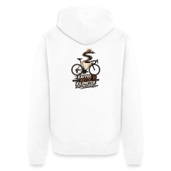 Kaffee Kette Kilometer – Fahrrad Spruch - Unisex Premium Bio Zip Hoodie - Weiß - Hinten - Thijin (182cm)
