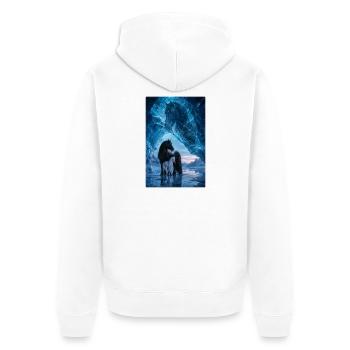 Schwarze Stute in der Eishöhle - Unisex Premium Bio Zip Hoodie - Weiß - Hinten - Thijin (182cm)