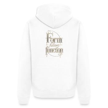 Form folgt Funktion – Ornament Metall - Unisex Premium Bio Zip Hoodie - Weiß - Hinten - Thijin (182cm)