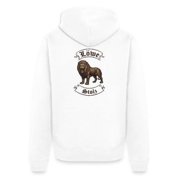 Sternzeichen Löwe Stolz im keltischen Ornament - Unisex Premium Bio Zip Hoodie - Weiß - Hinten - Thijin (182cm)