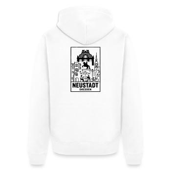 Dresden Neustadt Silhouette - Unisex Premium Bio Zip Hoodie - Weiß - Hinten - Thijin (182cm)
