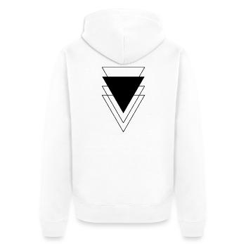 Dreieckszusammensetzung - Unisex Premium Bio Zip Hoodie - Weiß - Hinten - Thijin (182cm)