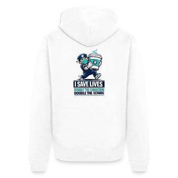 Nurse Dad Rettet Leben Rettet die Vernunft - Unisex Premium Bio Zip Hoodie - Weiß - Hinten - Thijin (182cm)