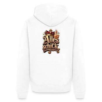 Königliche Pracht: Alles schick - Unisex Premium Bio Zip Hoodie - Weiß - Hinten - Thijin (182cm)