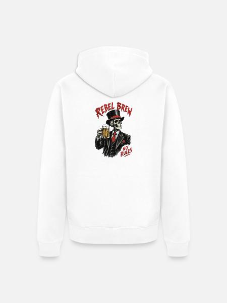 Rebel Brew Skull ohne Regeln - Unisex Premium Bio Zip Hoodie - Weiß