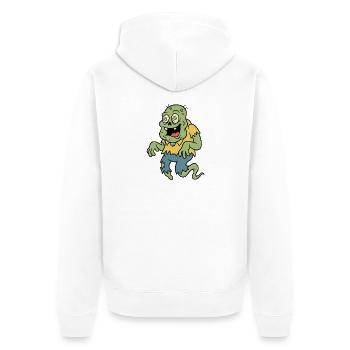 Retro-Cartoon-Zombie-Geist mit wirbelnden Augen - Unisex Premium Bio Zip Hoodie - Weiß - Hinten - Thijin (182cm)
