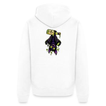 Tequila-Bat im Neon-Grün - Unisex Premium Bio Zip Hoodie - Weiß - Hinten - Thijin (182cm)