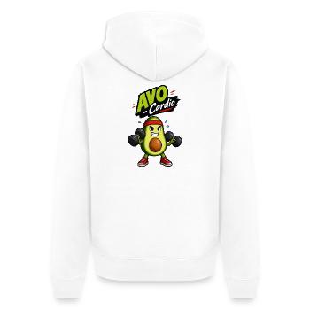 Avocado Cardio Muskelheld - Unisex Premium Bio Zip Hoodie - Weiß - Hinten - Thijin (182cm)