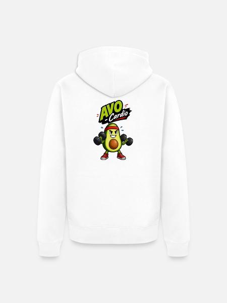 Avocado Cardio Muskelheld - Unisex Premium Bio Zip Hoodie - Weiß