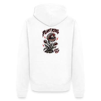 Plant Rebel Skull Bloom - Unisex Premium Bio Zip Hoodie - Weiß - Hinten - Thijin (182cm)