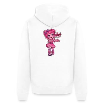 Kawaii Pink Zombie – Herzen! - Unisex Premium Bio Zip Hoodie - Weiß - Hinten - Thijin (182cm)