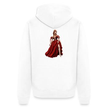UNSCHULDIG UND BEZAUBERND - Unisex Premium Bio Zip Hoodie - Weiß - Hinten - Thijin (182cm)