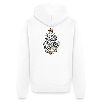 Das ist mir egal - Unisex Premium Bio Zip Hoodie - Weiß - Hinten - Thijin (182cm)