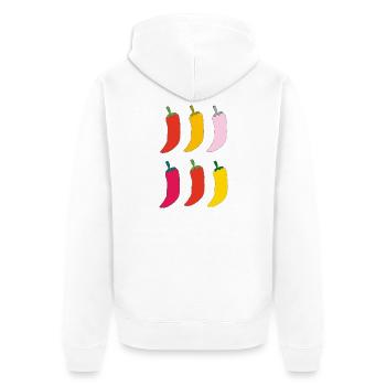 Farbenfrohe Chili Popart - Unisex Premium Bio Zip Hoodie - Weiß - Hinten - Thijin (182cm)