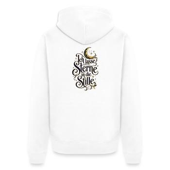 Sterne in die Stille – Ornamentale Typo - Unisex Premium Bio Zip Hoodie - Weiß - Hinten - Thijin (182cm)