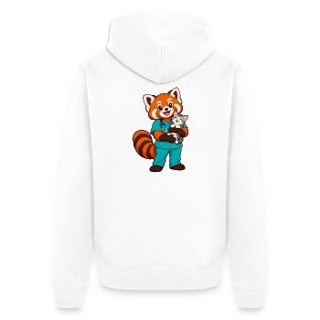 Tierarzt Red Panda hält ein Kätzchen - Unisex Premium Bio Zip Hoodie - Weiß - Hinten - Thijin (182cm)