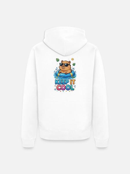 Bleib ruhig, Poolbär - Unisex Premium Bio Zip Hoodie - Weiß