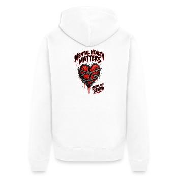 Psychische Gesundheit ist wichtig - Unisex Premium Bio Zip Hoodie - Weiß - Hinten - Thijin (182cm)