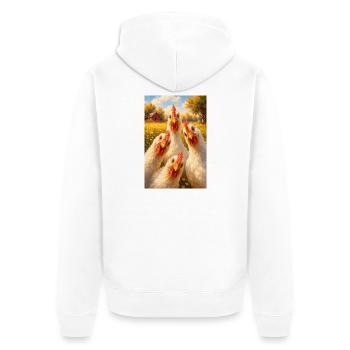 Sunlit Hen Quartett - Unisex Premium Bio Zip Hoodie - Weiß - Hinten - Thijin (182cm)
