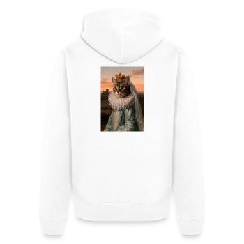 Königliches Katzenkönigin-Porträt - Unisex Premium Bio Zip Hoodie - Weiß - Hinten - Thijin (182cm)